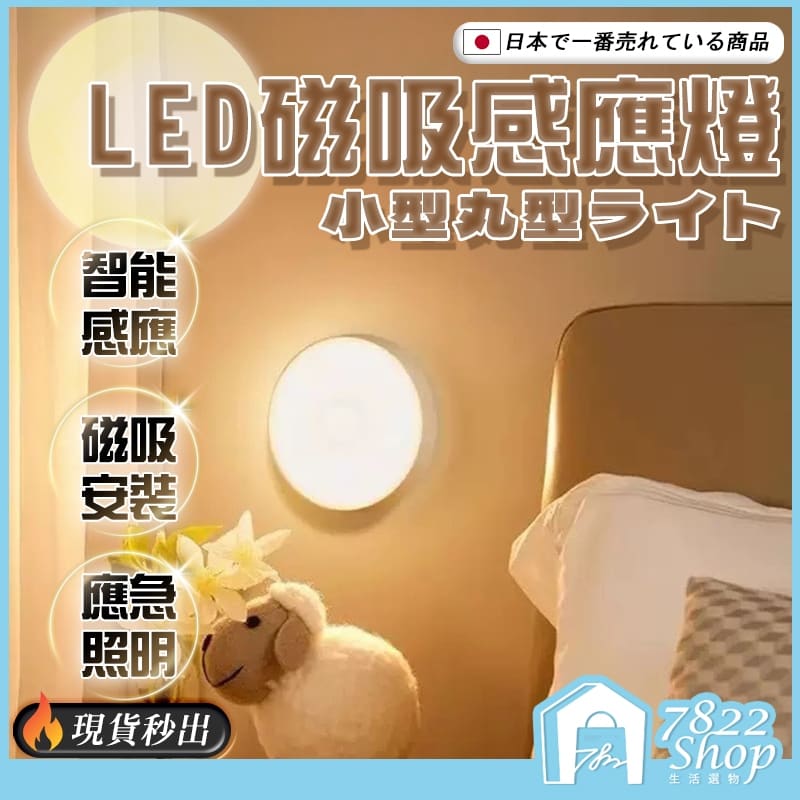 磁吸感應小圓燈 LED人體感應燈 磁吸感應燈 USB充電 櫥櫃燈 床頭燈 感應燈 小夜燈