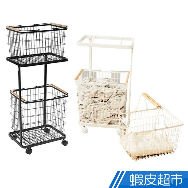 樂嫚妮 日系雙層分類洗衣籃推車組 (附煞車輪)