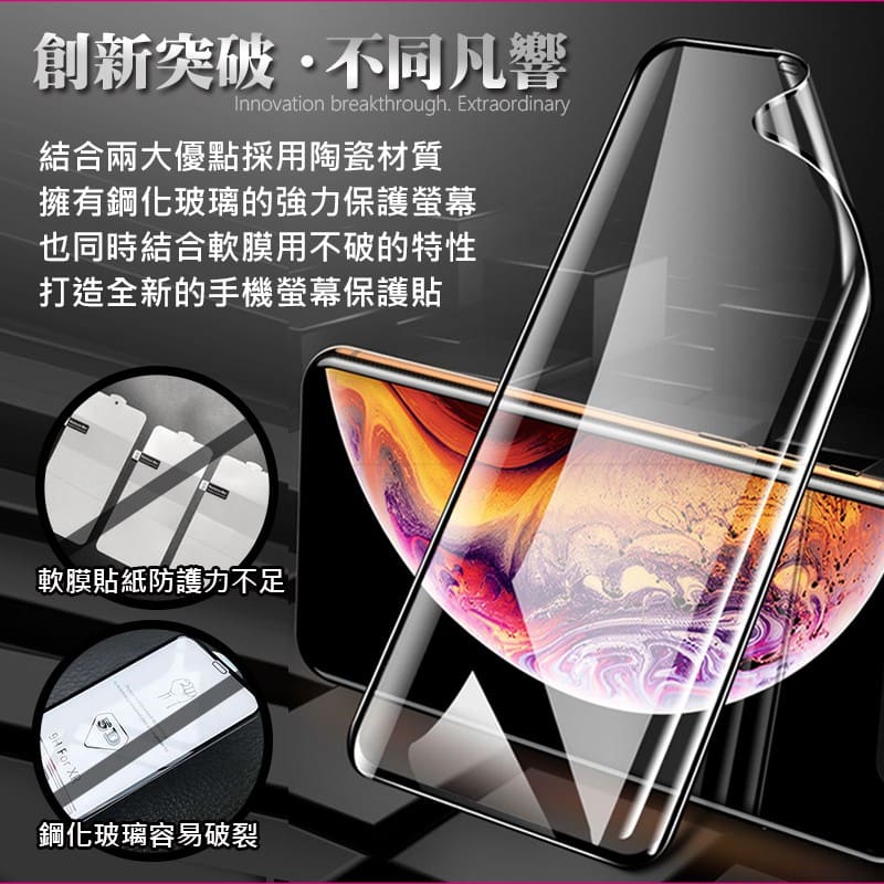 10D 曲面不碎邊滿版碳纖維保護貼 適用 iPhone X~17